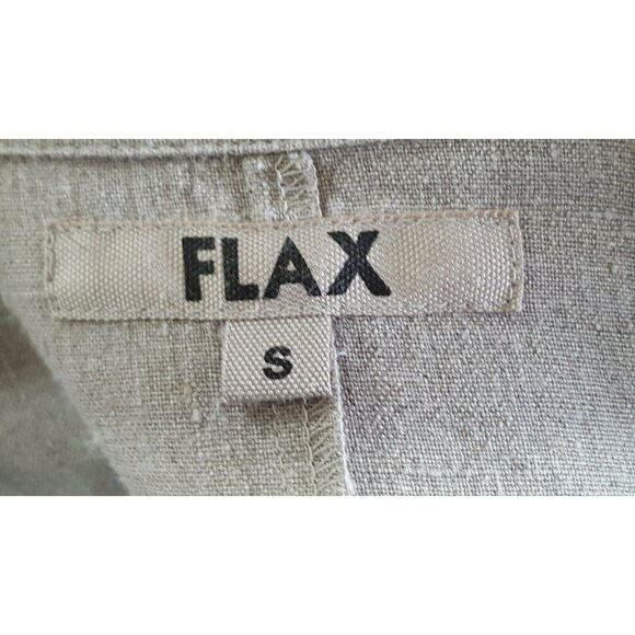 FLAX Womens S Top Jacket Cardigan Button Up Brown 100% Linen Long Sleeves - Picture 9 of 11